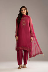 3 Piece Chiffon Embroidered Suit (FL0042)